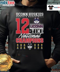 UConn Huskies women's basketball 12-time national championship hoodie, stylish and perfect for fans in 2025.