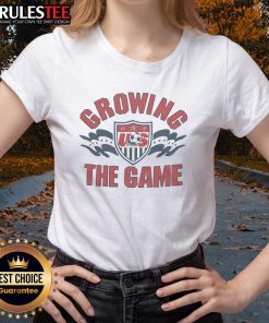 Good US Soccer Growing The Game Ladies Tee featuring a stylish design for female soccer enthusiasts.