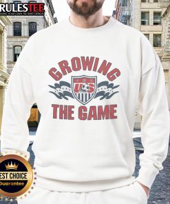 Alt Text: Good US Soccer Growing The Game sweatshirt showcasing team spirit and support for soccer in the USA.