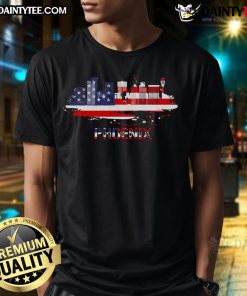 Good USA American Flag Cityscape Phoenix Arizona Skyline T-Shirt showcasing a vibrant design with the iconic skyline.