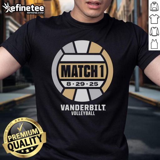 Vanderbilt Commodores Volleyball Match 1 2025 T-Shirt featuring team colors and logo, perfect for fans and supporters.