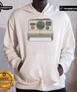 Alt Text: Retro 80s style hoodie featuring a vintage instant camera design, perfect for nostalgic fashion enthusiasts.