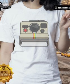 Retro 80s style ladies tee featuring a vintage instant camera design, perfect for nostalgic fashion lovers.