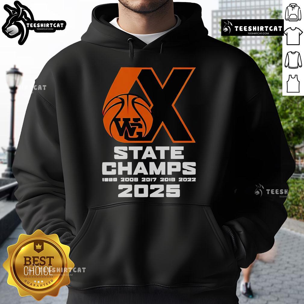 Good Webster Groves Basketball 6X State Champs 2025 Hoodie Good Webster Groves Basketball 6x State Champs 2025 hoodie with team logo, showcasing school spirit and championship pride.