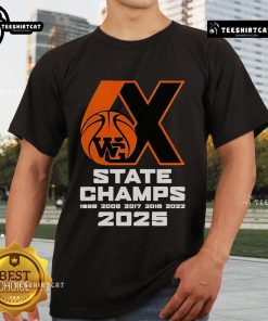 Good Webster Groves Basketball 6X State Champs 2025 T-Shirt featuring vibrant design celebrating team achievements.