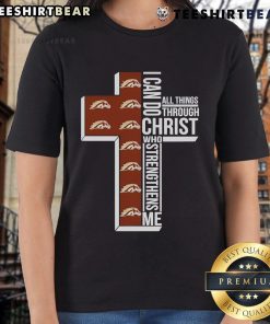 Good Western Michigan Broncos Ladies Tee with 'I Can Do All Things Through Christ Who Strengthens Me' design.