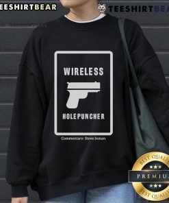 Steve Inman wearing a stylish Good Wireless Holepuncher sweatshirt, showcasing modern design and comfort.