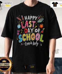 Happy Last Day Of School Lunch Lady Summer T-Shirt featuring vibrant graphics celebrating the school year finale.