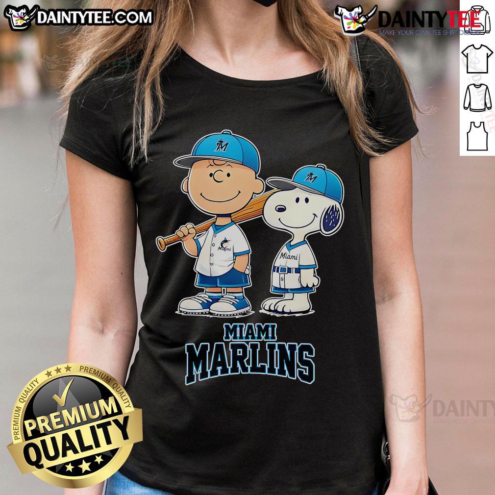 Happy Miami Marlins Charlie Brown And Snoopy Baseball Cartoon Fan Ladies Tee Happy Miami Marlins Charlie Brown and Snoopy baseball cartoon fan ladies tee featuring vibrant graphics and sporty design.