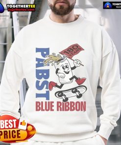 Happy Pabst Blue Ribbon 180 Years skate sweatshirt featuring vibrant graphics and a comfortable fit for casual wear.