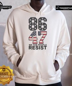 Vintage USA flag hoodie featuring 'Resist Anti-Trump Impeach 47' design - Hot 86 47 collection.