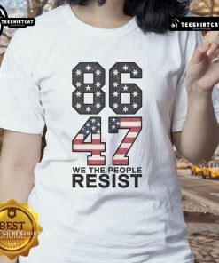 Vintage USA flag ladies tee featuring 'Impeach Trump' design, perfect for political activism and fashion.