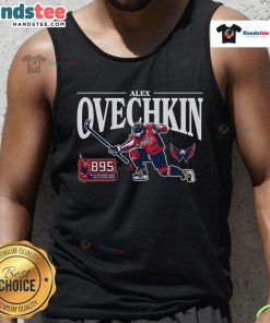 Hot Alex Ovechkin 895 NHL All-Time Leading Scorer GR8 Celebration Tank Top showcasing Ovechkins iconic celebration.