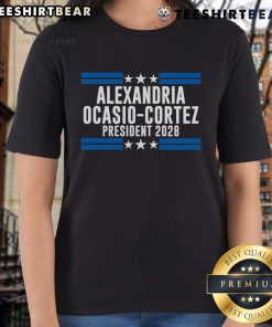 Hot Alexandria Ocasio-Cortez For President 2028 ladies tee shirt design featuring bold graphics and vibrant colors.