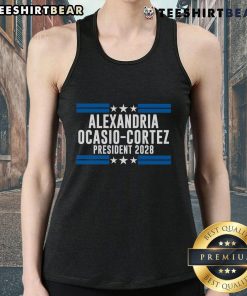 Stylish tank top featuring Alexandria Ocasio-Cortez for President 2028 graphic, perfect for political supporters.
