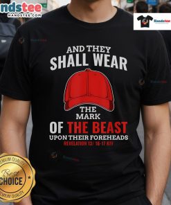 Hot Anti-Trump Mark of Beast red hat liberal T-shirt featuring bold graphics and a striking design for political activism.