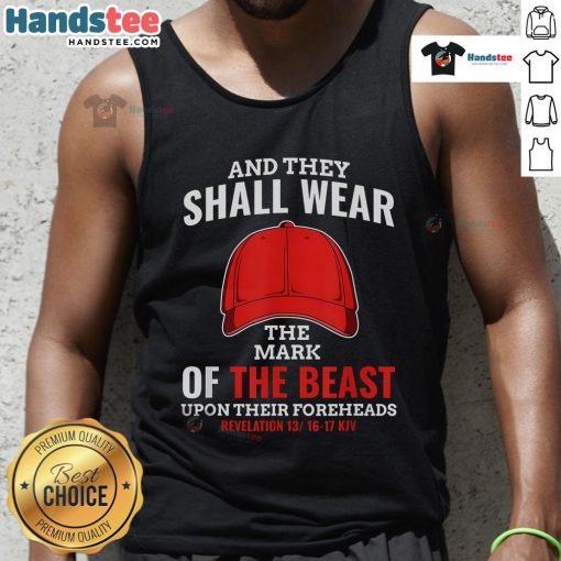 Hot Anti-Trump Mark of Beast red hat and liberal tank top, perfect for expressing political views with style.