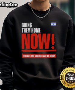 Israel flag sweatshirt worn at the 'Bring Them Home Now' forum for hostages and missing families, highlighting solidarity.