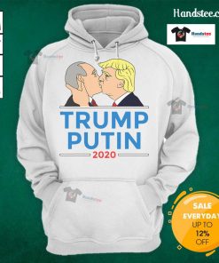 Alt Text: Hot Donald Trump kissing Putin graphic on Anti-Trump 2020 hoodie, perfect for expressing political dissent.