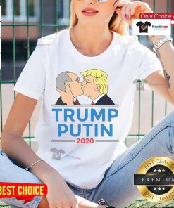 Hot Donald Trump kissing Putin graphic on Anti-Trump 2020 ladies tee, showcasing political satire and humor.