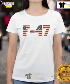 Hot F-47 USA Superpower Dominance aircraft graphic on a stylish ladies tee, perfect for aviation enthusiasts.