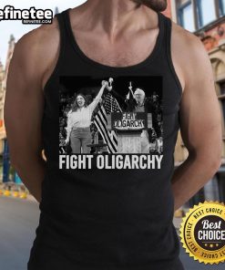 Bold tank top featuring Bernie Sanders and AOC, promoting freedom and anti-Trump sentiments in a hot fight against oligarchy.