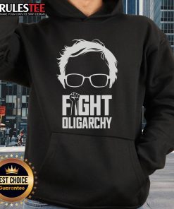 Hot Fight Oligarchy Protest hoodie featuring Bernie Sanders and AOC, symbolizing resistance against corporate power.