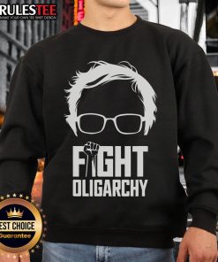 Hot Fight Oligarchy protest sweatshirt featuring Bernie Sanders and AOC, promoting resistance and activism in bold design.