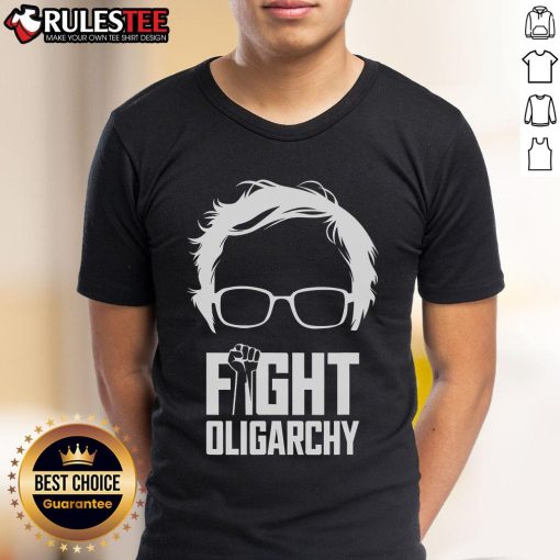 Hot Fight Oligarchy Protest & Resist T-Shirt featuring Bernie Sanders and AOC, promoting activism and political resistance.