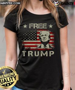 Hot Free Trump Supporters Pro Trump American Flag Ladies Tee showcasing a stylish design for patriots.