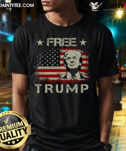 Hot Free Trump Supporters Pro Trump American Flag T-Shirt featuring patriotic design and bold colors for enthusiastic supporters.