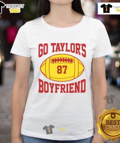 Alt Text: Hot Go Taylors Boyfriend 87 Football Ladies Tee in stylish design, perfect for game day or casual wear.