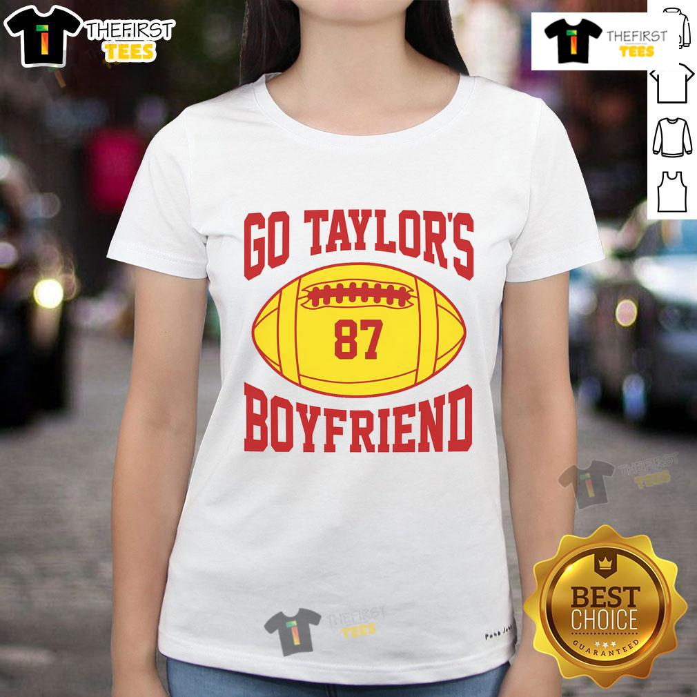 Hot Go Taylors Boyfriend 87 Football Ladies Tee Alt Text: Hot Go Taylors Boyfriend 87 Football Ladies Tee in stylish design, perfect for game day or casual wear.