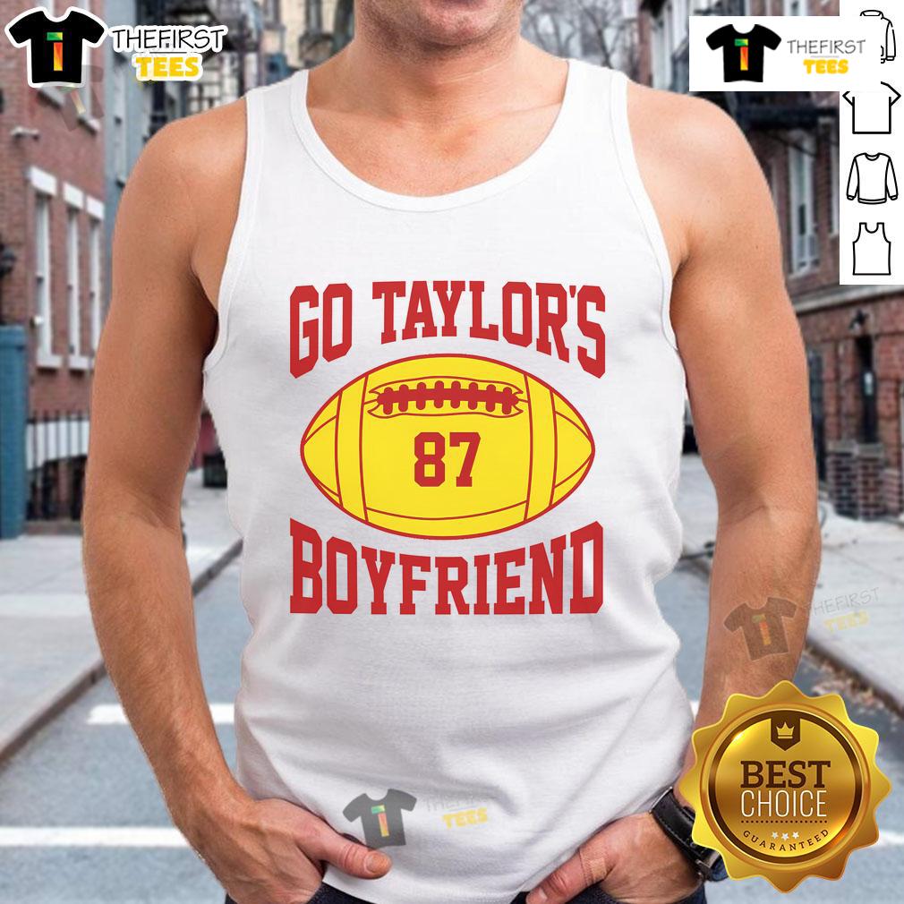 Hot Go Taylors Boyfriend 87 Football Tank Top Alt Text: Hot Go Taylors Boyfriend 87 Football Tank Top displayed on a mannequin, featuring a sporty design and vibrant colors.
