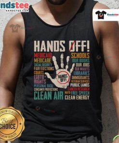 Casual summer style: Hot Hands Off People right tank top worn by a model in a vibrant outdoor setting.