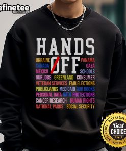 Hot Hands Off Protest sweatshirt worn during the Saturday, April 5 demonstration for social justice awareness.