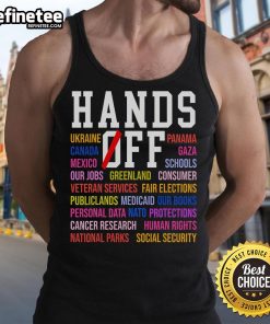 Hot Hands Off Protest April 5 tank top design featuring bold graphics promoting social justice and community activism.