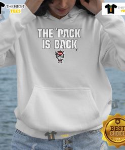 Hot NC State Wolfpack hoodie featuring 'The Pack Is Back' slogan, perfect for fans showcasing team spirit.
