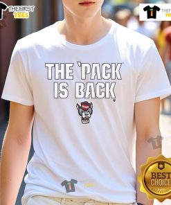 Alt Text: Hot NC State Wolfpack 'The Pack Is Back' T-Shirt featuring bold graphics and team colors for passionate fans.