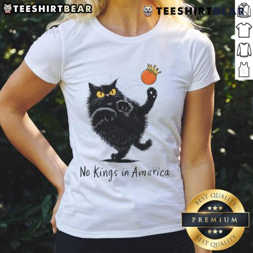 Alt Text: Hot No Kings in America We The People Political Cat Ladies Tee featuring a bold graphic design and vibrant colors.