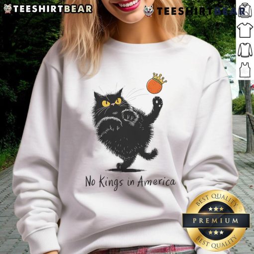 Alt Text: Hot No Kings in America We The People political cat sweatshirt featuring a bold design for passionate patriots.