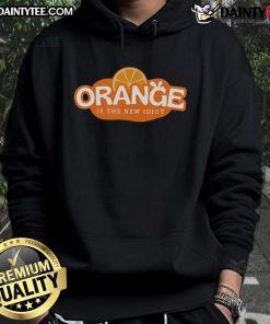 Alt Text: Hot orange hoodie with Idiot Lemon design, perfect for casual wear and making a funny statement.