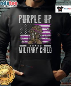 Hot purple hoodie for Military Child Month featuring a flag design, celebrating military children with style.