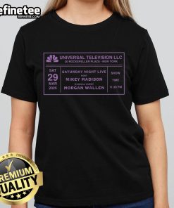 Hot SNL 50 Concert featuring Mikey Madison and Morgan Wallen in stylish ladies tee, perfect for Saturday Night Live fans.