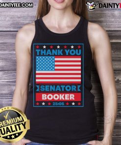 Hot Thank You Senator Cory Booker tank top featuring '25 Hours and 5 Minutes' slogan, perfect for supporters and events.