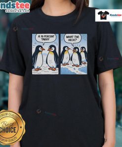 Hot Trump Penguins Tariffs tee featuring political sarcasm humor for ladies, perfect for fun and witty apparel.