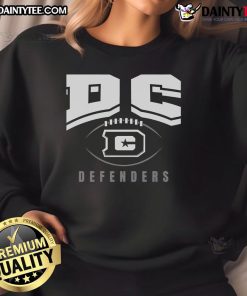 Alt Text: Hot UFL DC Defenders Football Outline Sweatshirt featuring bold team logo and stylish design for fans.