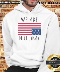 Vintage American flag hoodie with 'Hot We Are Not Okay' patriotic slogan, perfect for USA pride and casual wear.