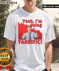 Alt Text: Hot Yeah I'm Doing Terrific Crash Graph T-Shirt with sarcastic thumbs up design for humor lovers.
