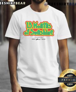 Nice 13 Months of Sunshine T-shirt designed by Adam Huini Daniel, featuring vibrant graphics and catchy lyrics.